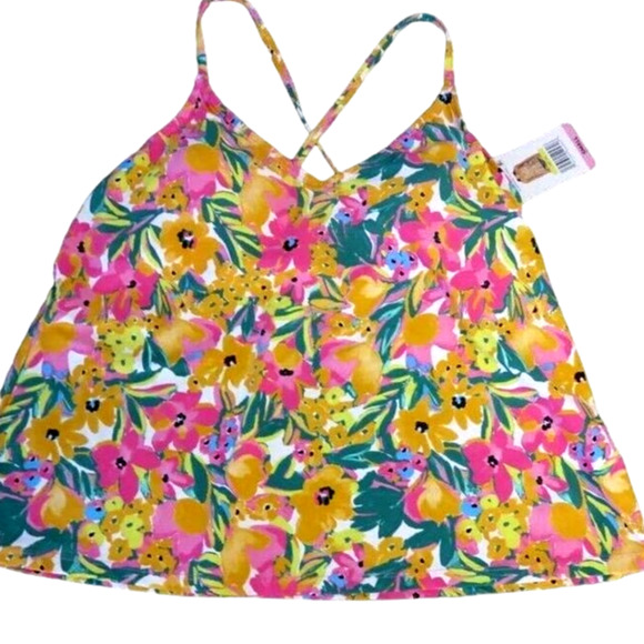 Anne Cole LTD Edition XS Swim Pullover Triangle Tankini Top (Sunshine Floral) - Picture 4 of 8